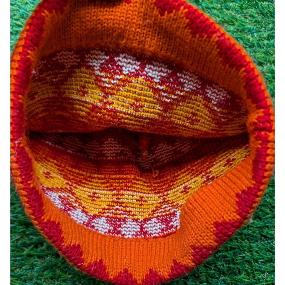 Vintage Wigwam Ski Beanie One Size Orange Made In USA 100% Pure Virgin Wool